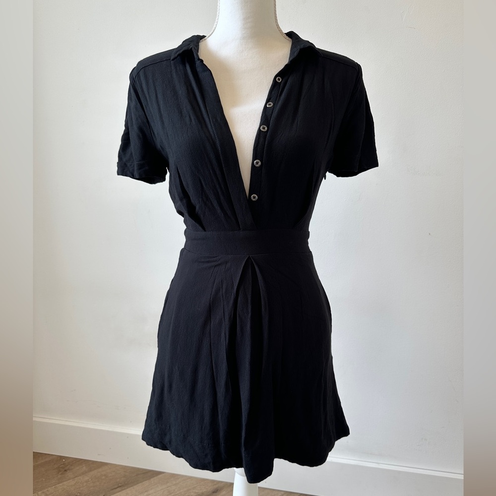 Free People Black Button-Up Mini Dress